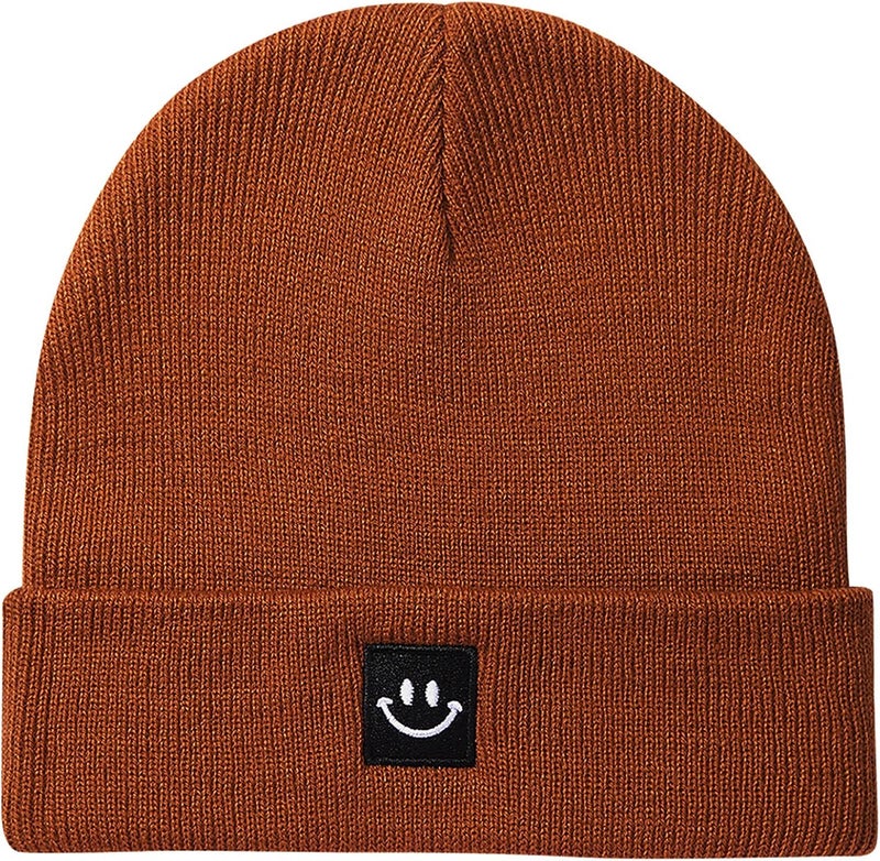 Knit Beanie Hat with Smile Face for Men/Women